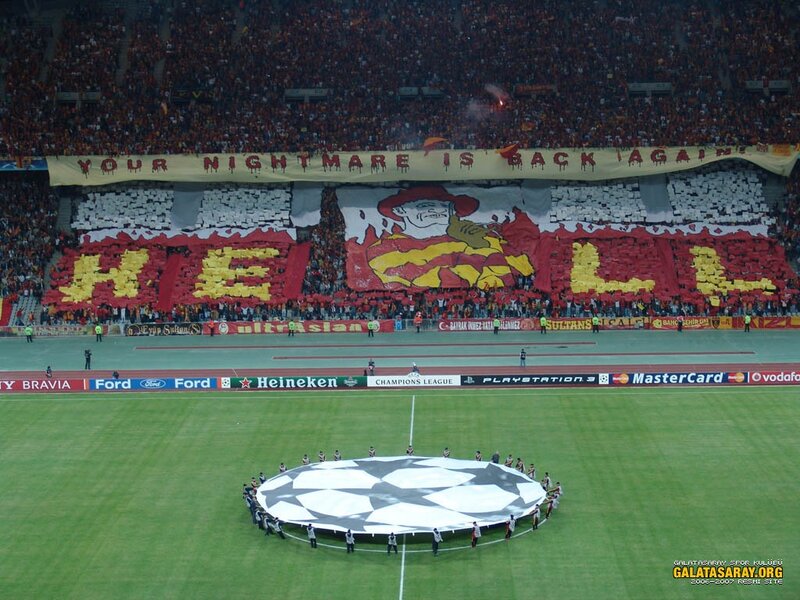 Galatasaray fans display banner