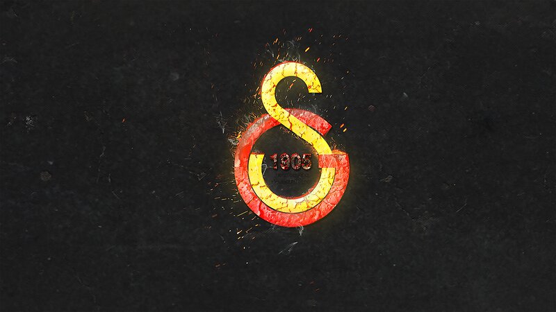 Galatasaray Logo — Black, Dramatic, Digital Art, Fire
