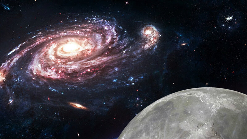 Galaxy and Moon