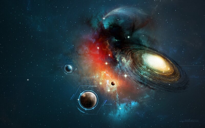 Galaxy and Nebula — Blue, Dramatic, Digital Art
