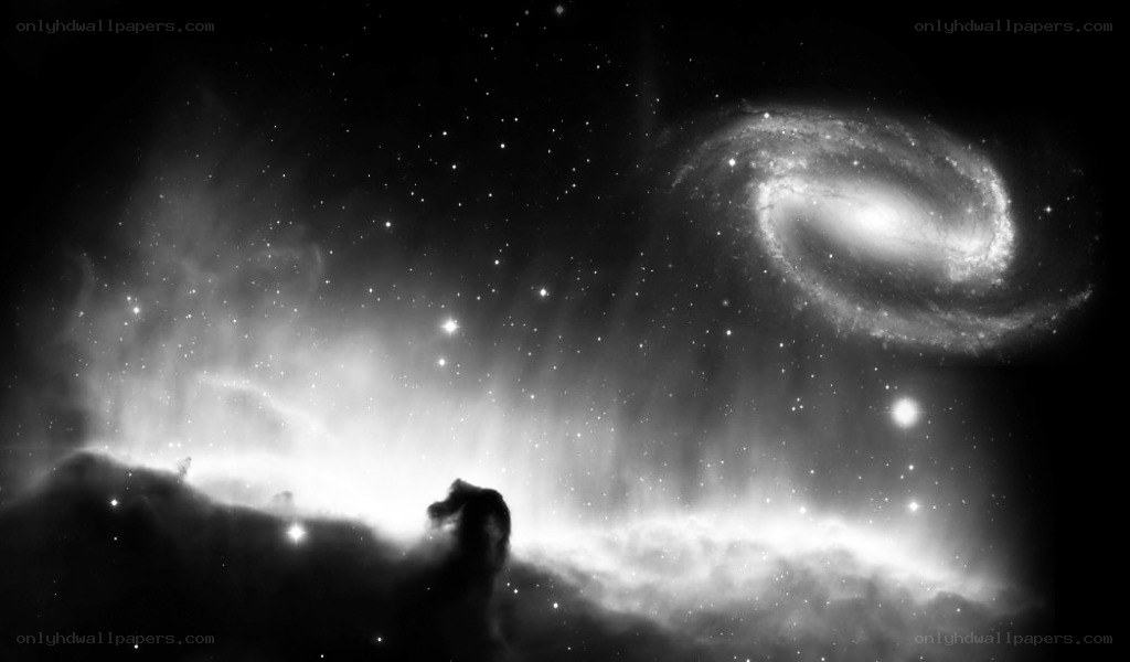 Galaxy and nebula in space