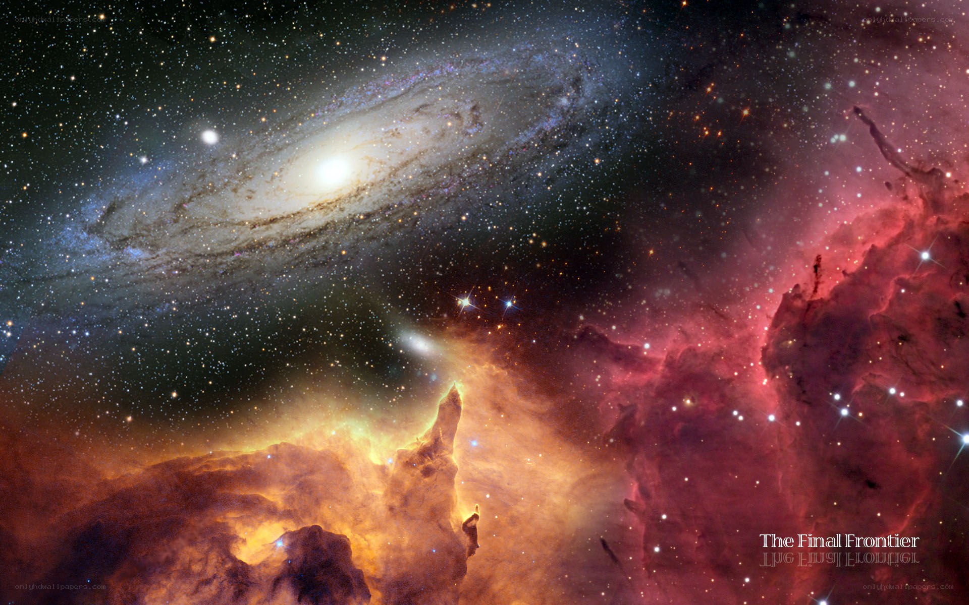 Galaxy and Nebula in Space