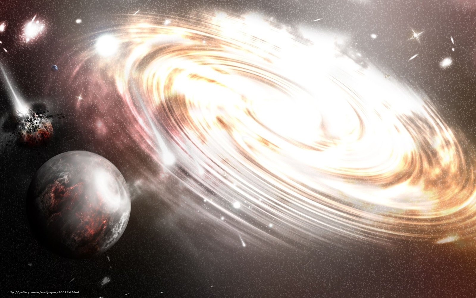 Galaxy and planets in space