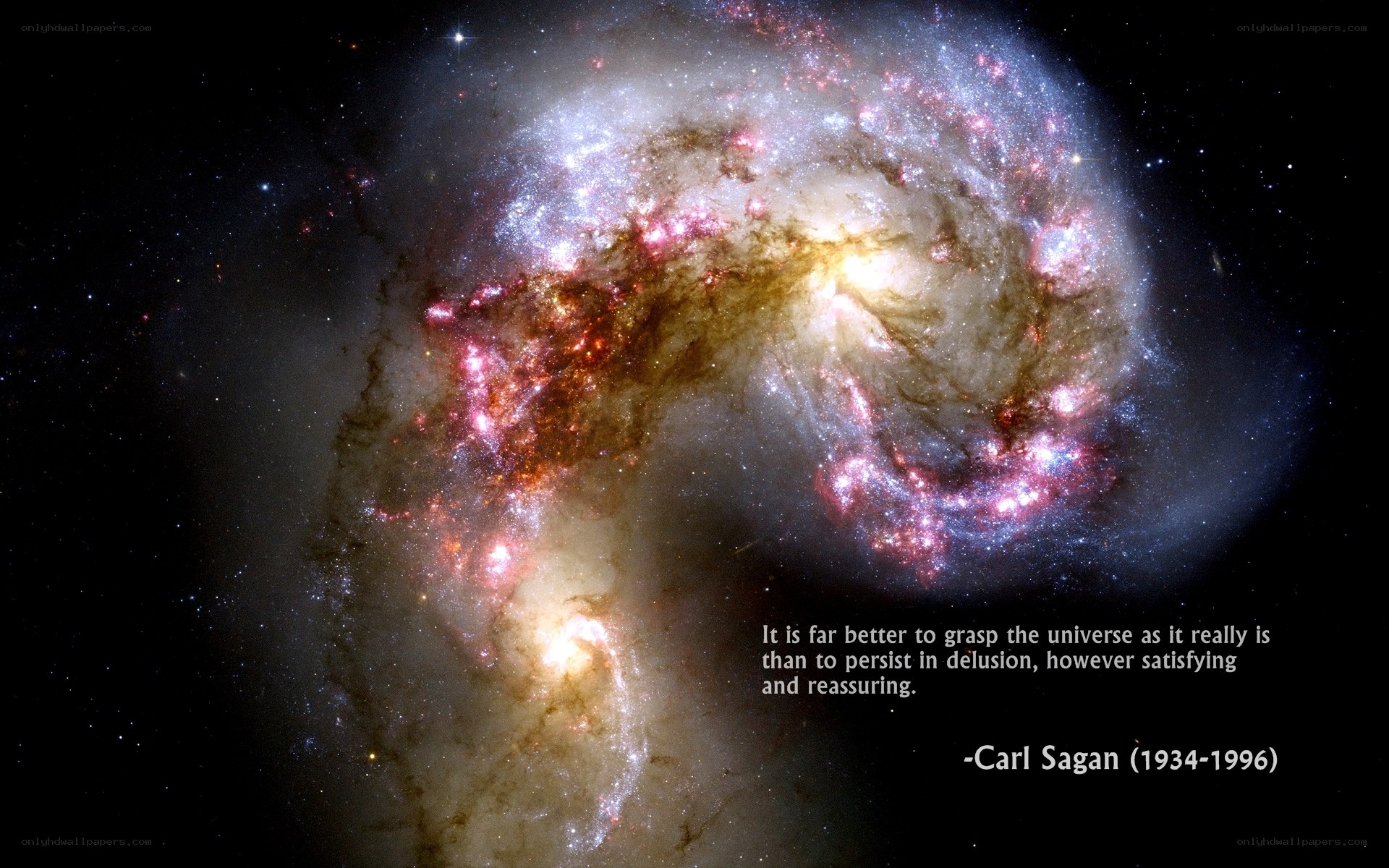 Galaxy and quote by Carl Sagan