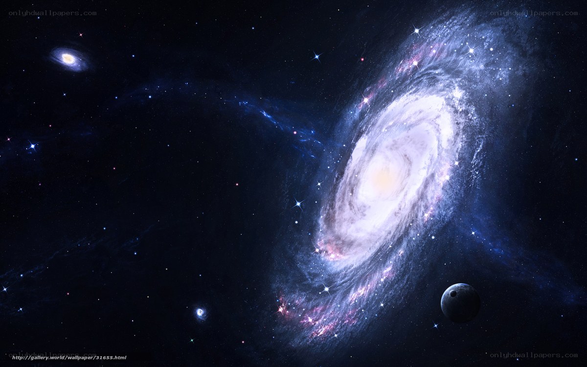 Galaxy and stars in space