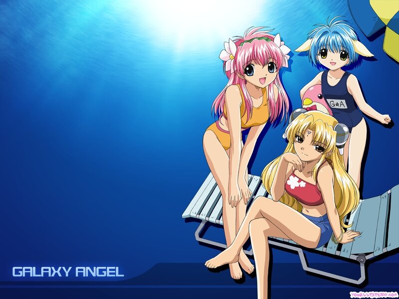 Galaxy Angel characters at pool