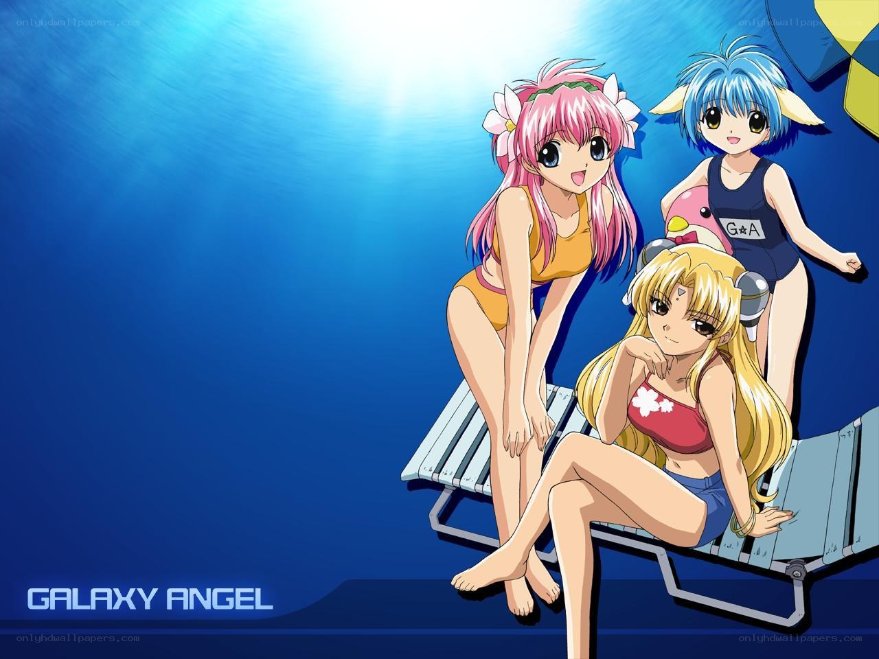 Galaxy Angel characters at pool