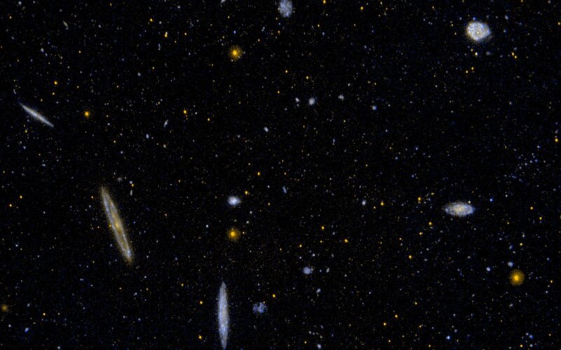 Galaxy Cluster — Black, Cosmic, Night, Photograph, Stars, Nebulae, Space, Yellow, Blue
