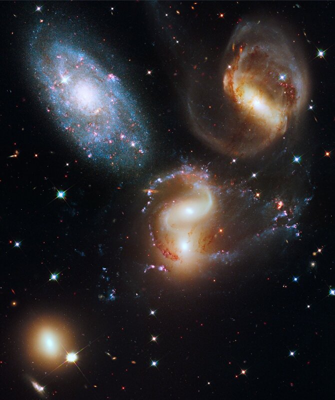 Galaxy Cluster in Space — Black, Cosmic, Night, Photograph, Stars, Nebulae, Blue
