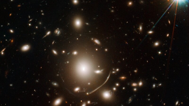Galaxy Cluster in Space — Black, Cosmic, Night, Photograph, Stars, Nebulae, Light Distortion