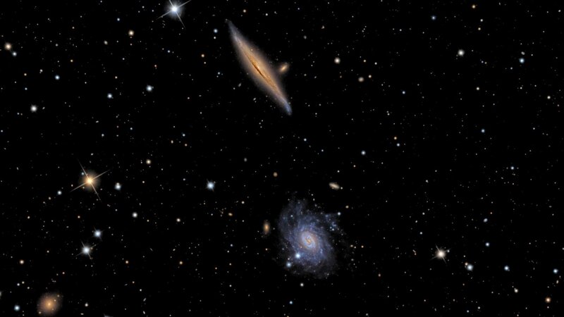 Galaxy Cluster in Space — Black, Cosmic, Night, Photograph, Stars, Nebulae, White, Blue
