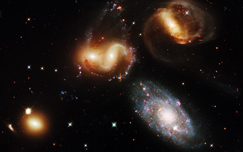 Galaxy Cluster in Space — Black, Cosmic, Night, Photograph, Stars, Nebulae, White