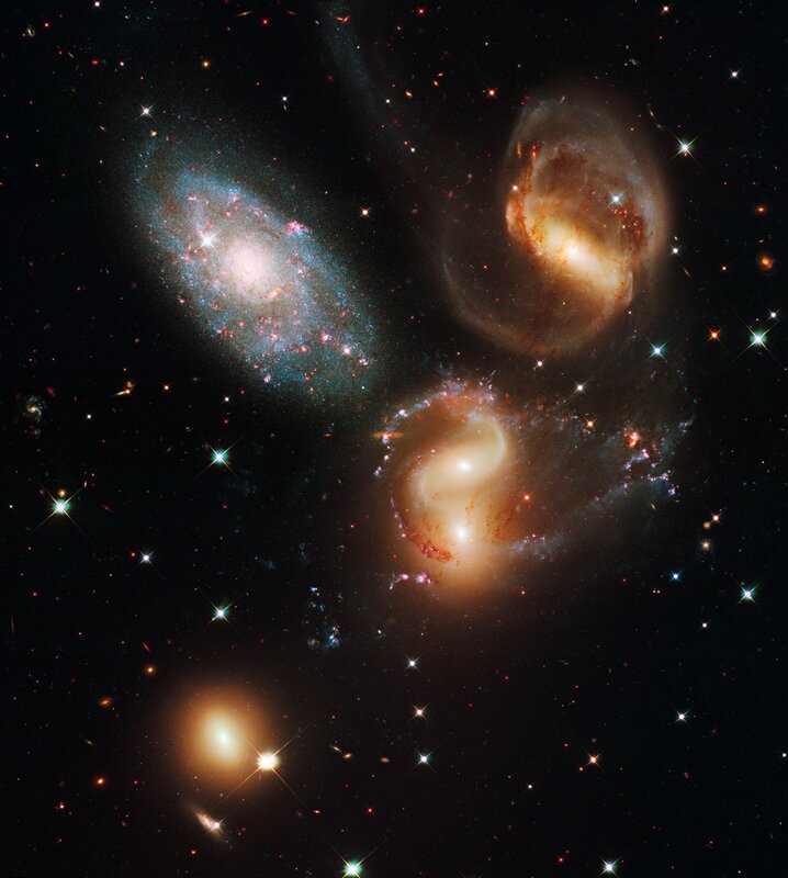 Galaxy Cluster in Space — Black, Cosmic, Photograph, Stars, Nebulae, White, Blue