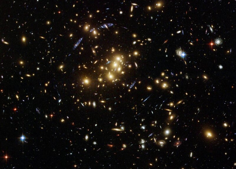 Galaxy Cluster in Space — Black, Dramatic, Photograph, Stars