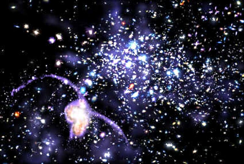 Galaxy Cluster in Space — Black, Dramatic