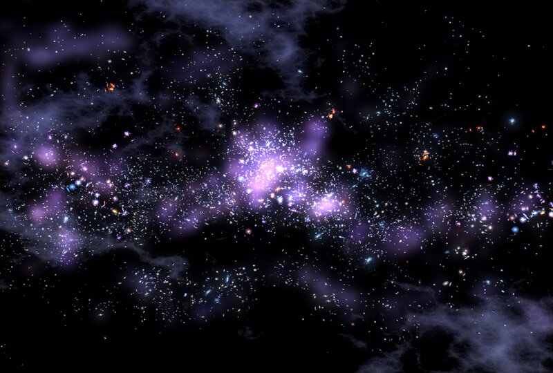 Galaxy Cluster in Space — Purple, Dramatic, Night