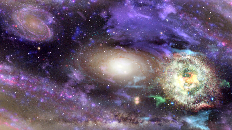 Galaxy Cluster in Space — Purple, Dramatic