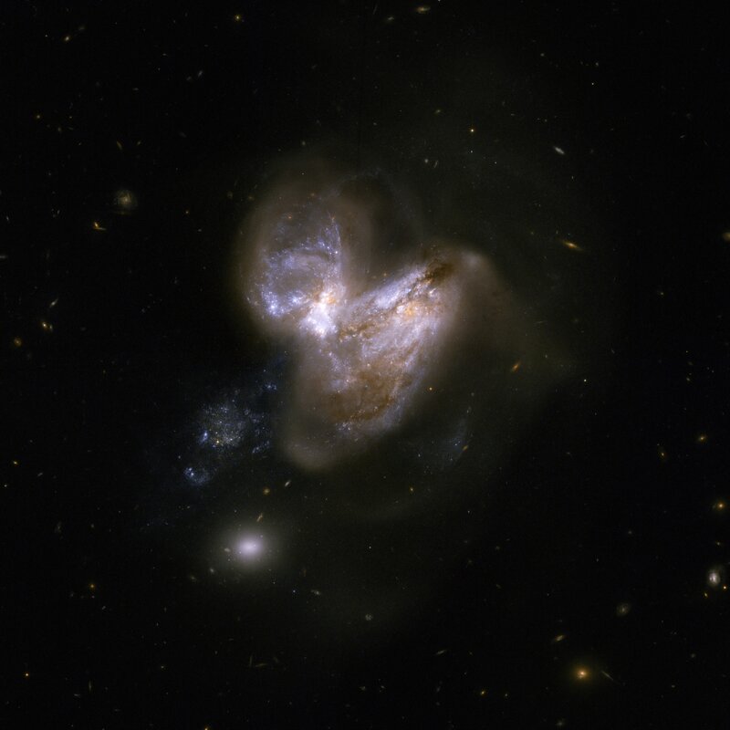 Galaxy Collision — Black, Cosmic, Night, Photograph, Stars, Nebula, Space, White, Yellow, Square