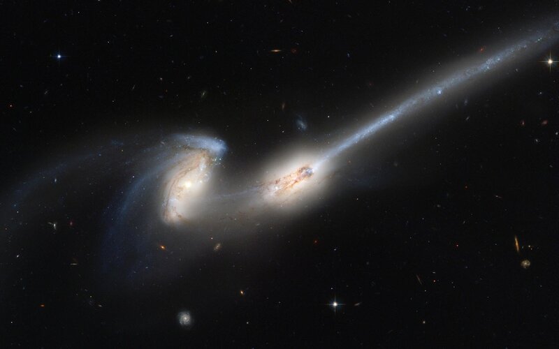 Galaxy Collision — Black, Cosmic, Night, Photograph, Stars, Nebulae, Space, White, Blue
