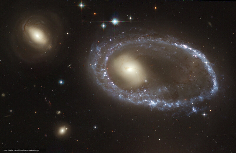 Galaxy Collision — Black, Cosmic, Night, Photograph, Stars