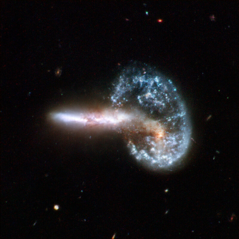 Galaxy Collision — Black, Cosmic, Photograph, Stars, Gas Clouds
