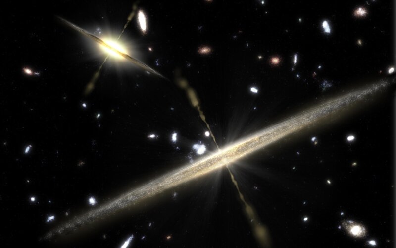 Galaxy Collision — Black, Dramatic