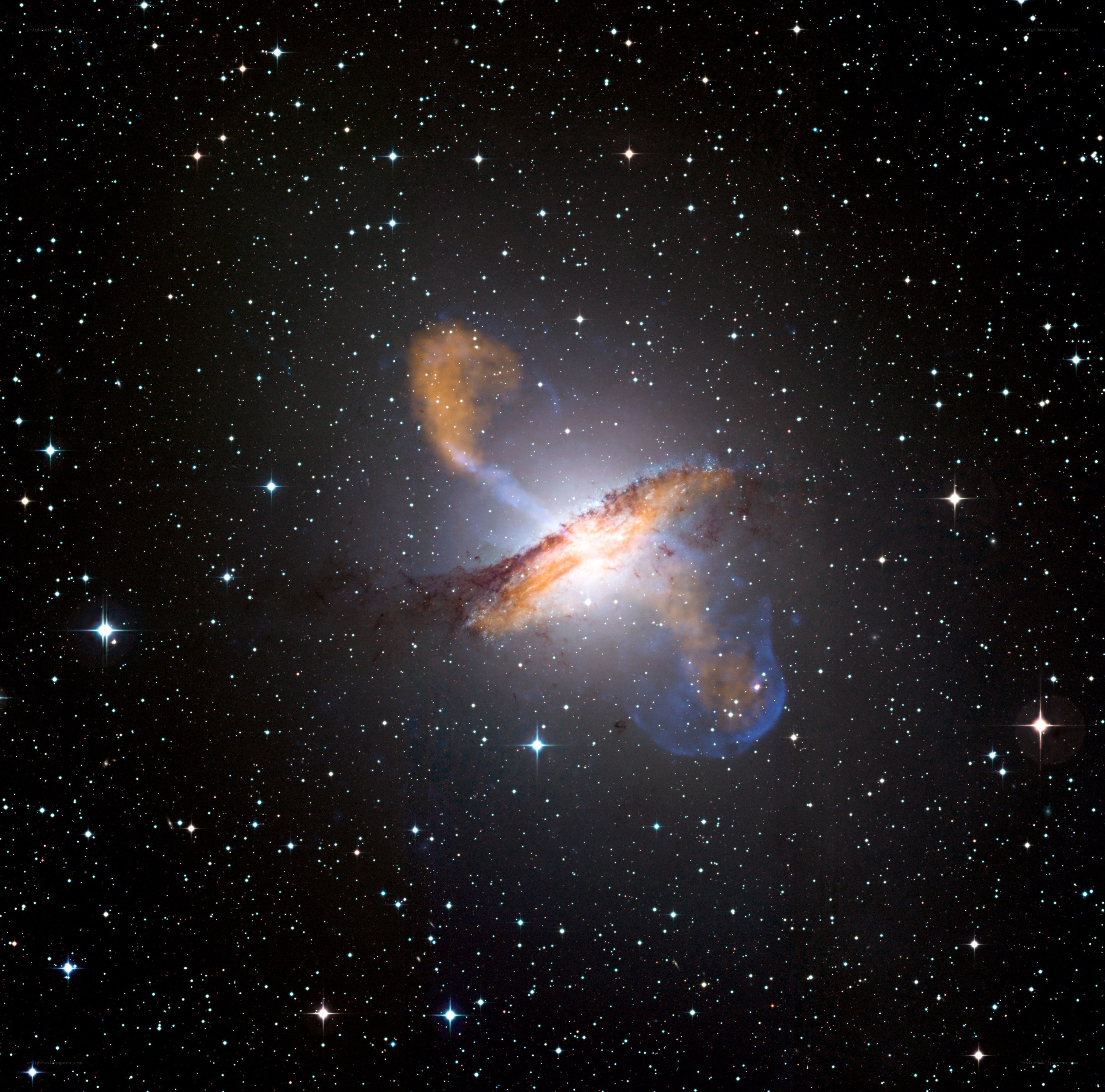 Galaxy collision in deep space
