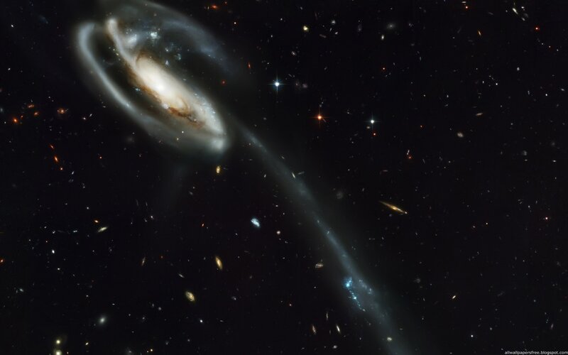 Galaxy collision in deep space