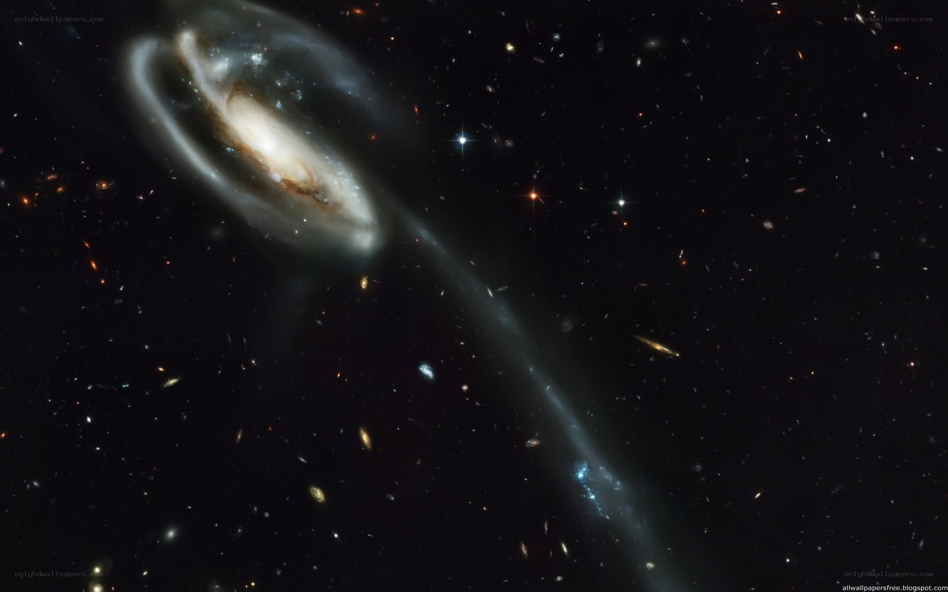 Galaxy collision in deep space