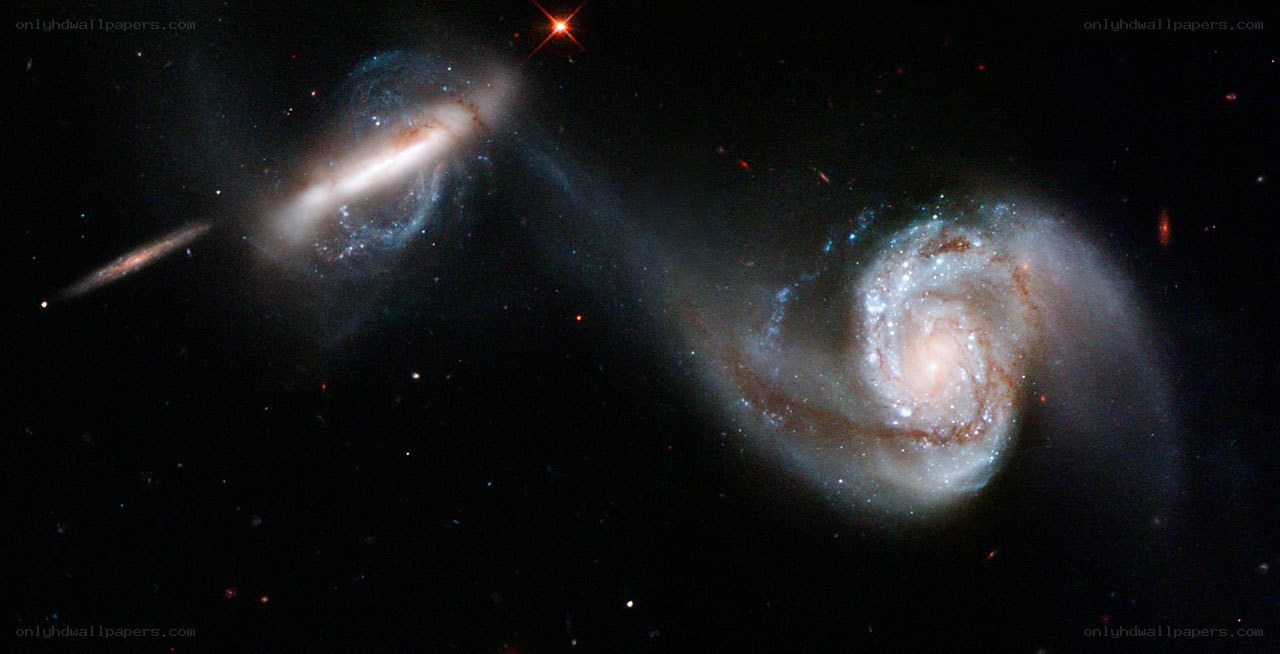 Galaxy collision in deep space