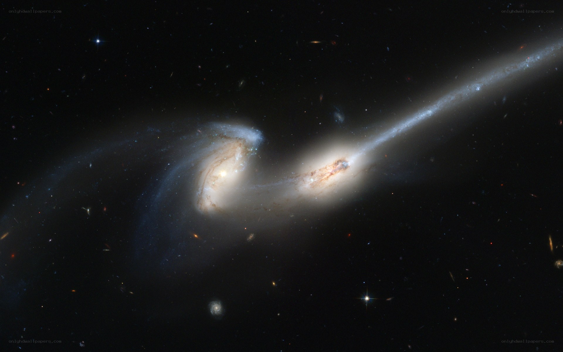Galaxy collision in deep space