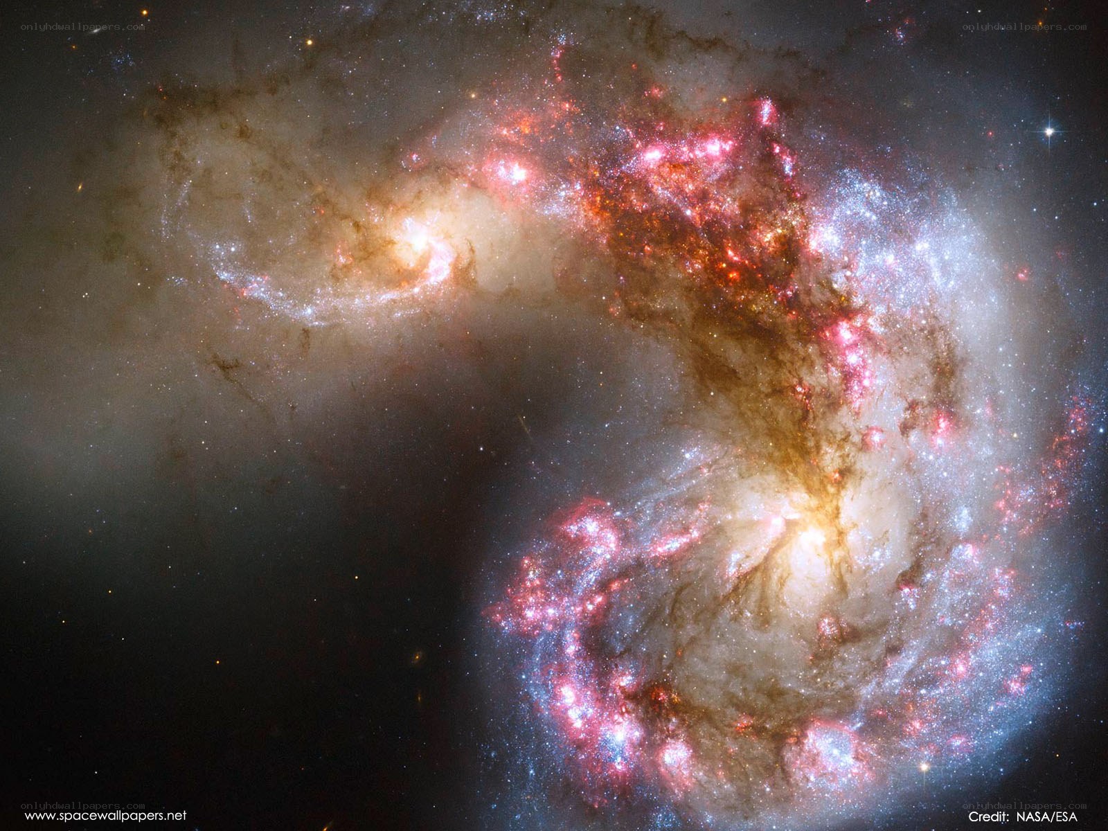 Galaxy collision in deep space