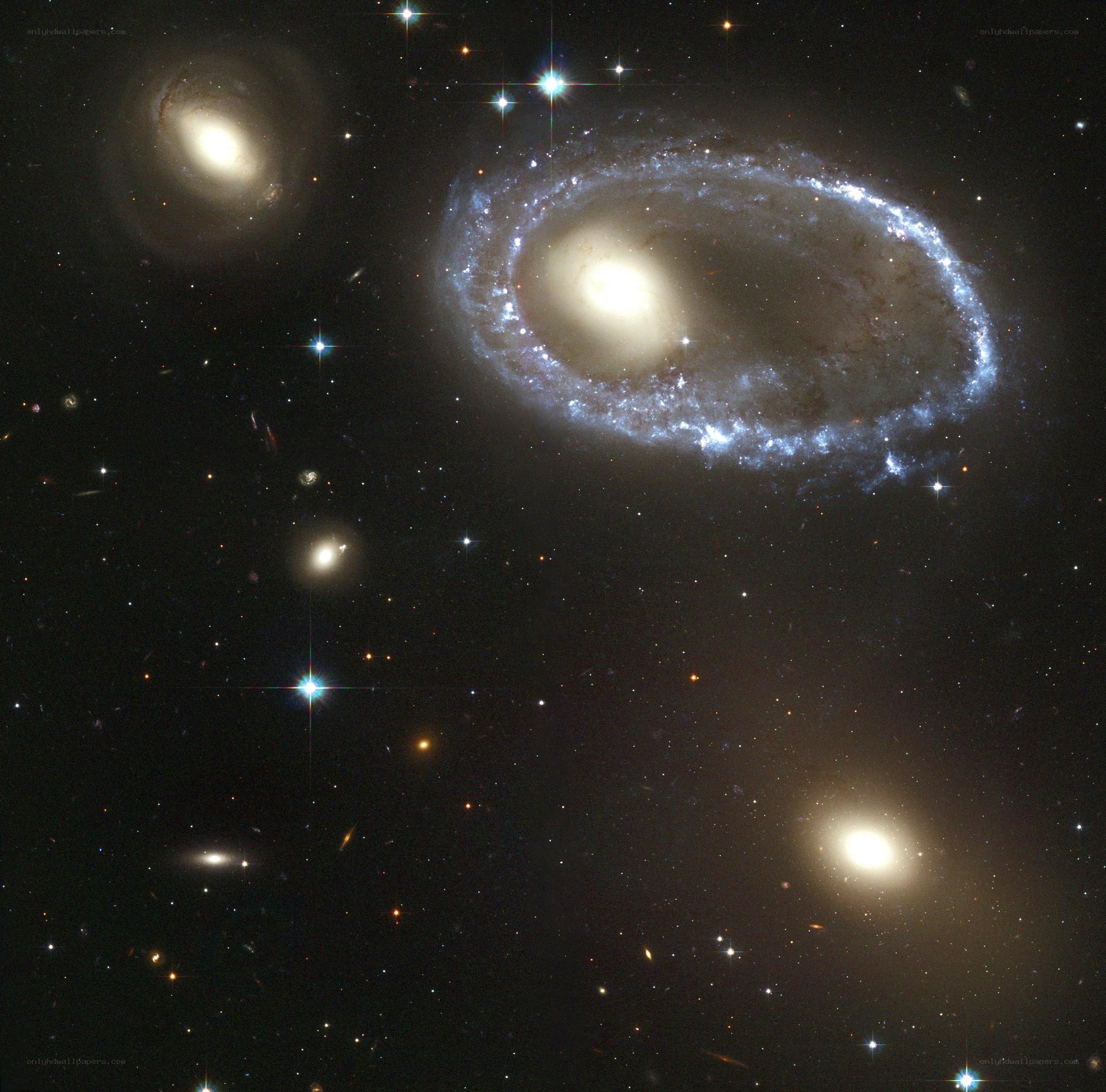 Galaxy collision in deep space