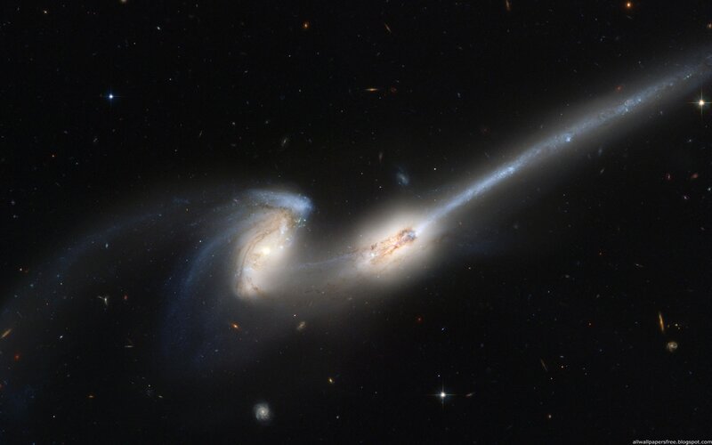 Galaxy collision in deep space