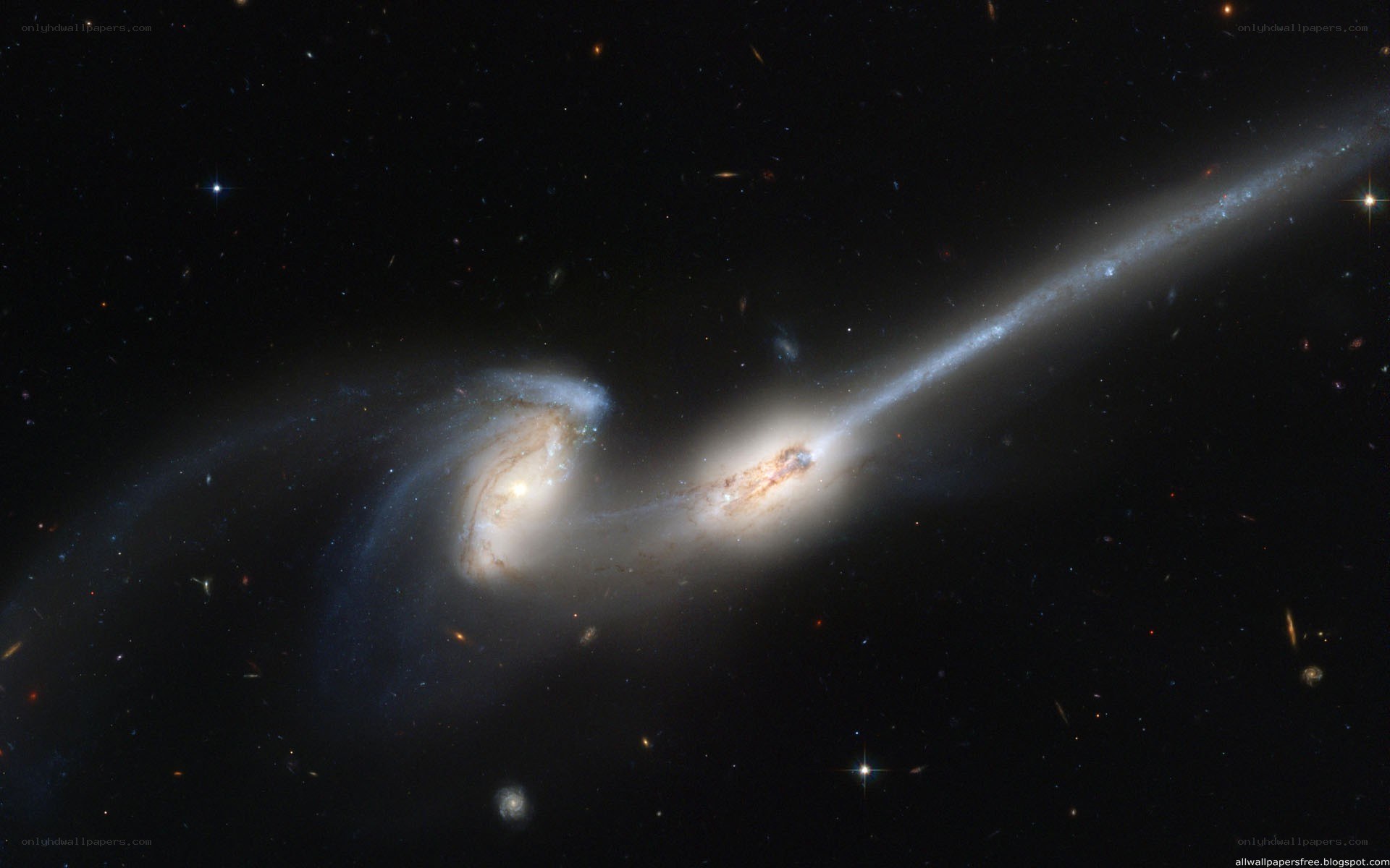 Galaxy collision in deep space