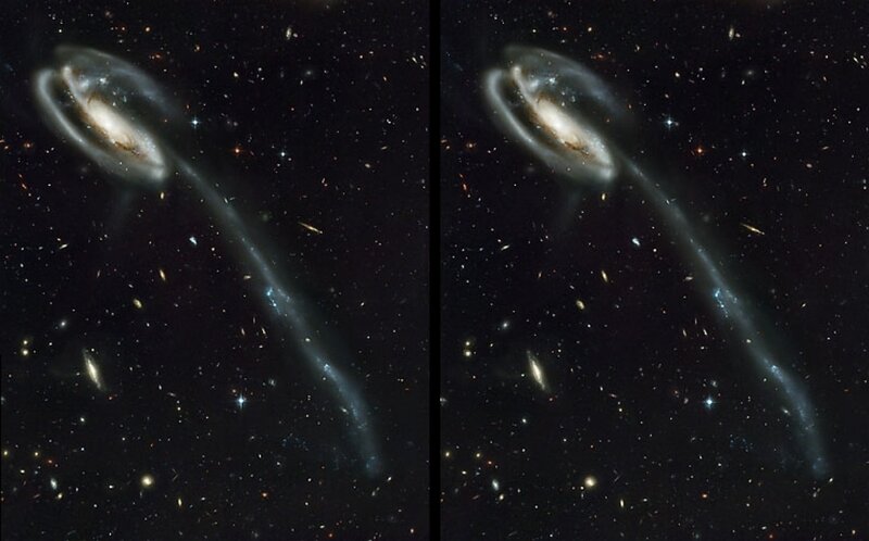 Galaxy collision in deep space
