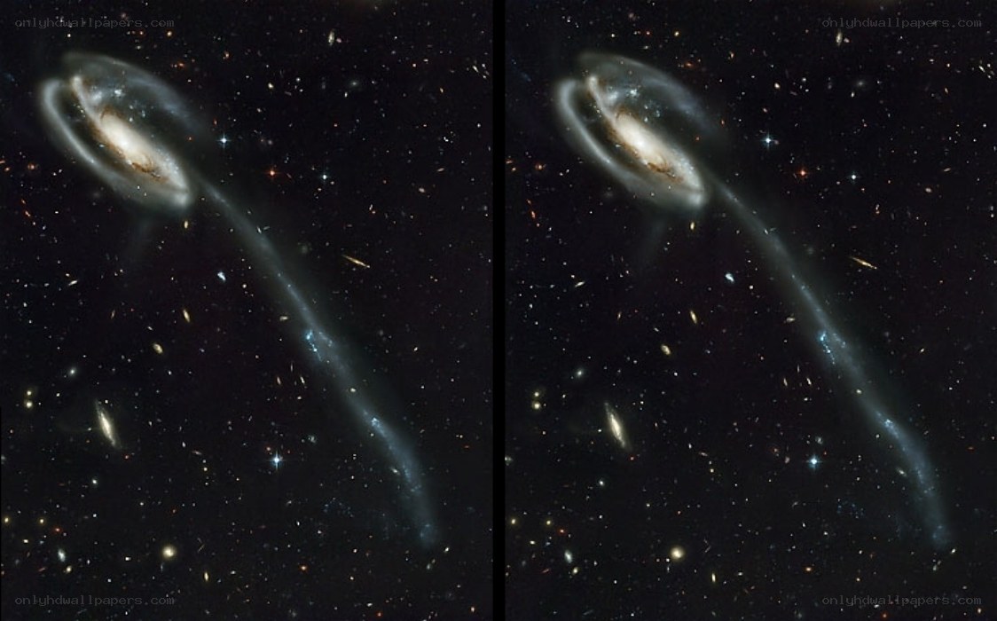 Galaxy collision in deep space