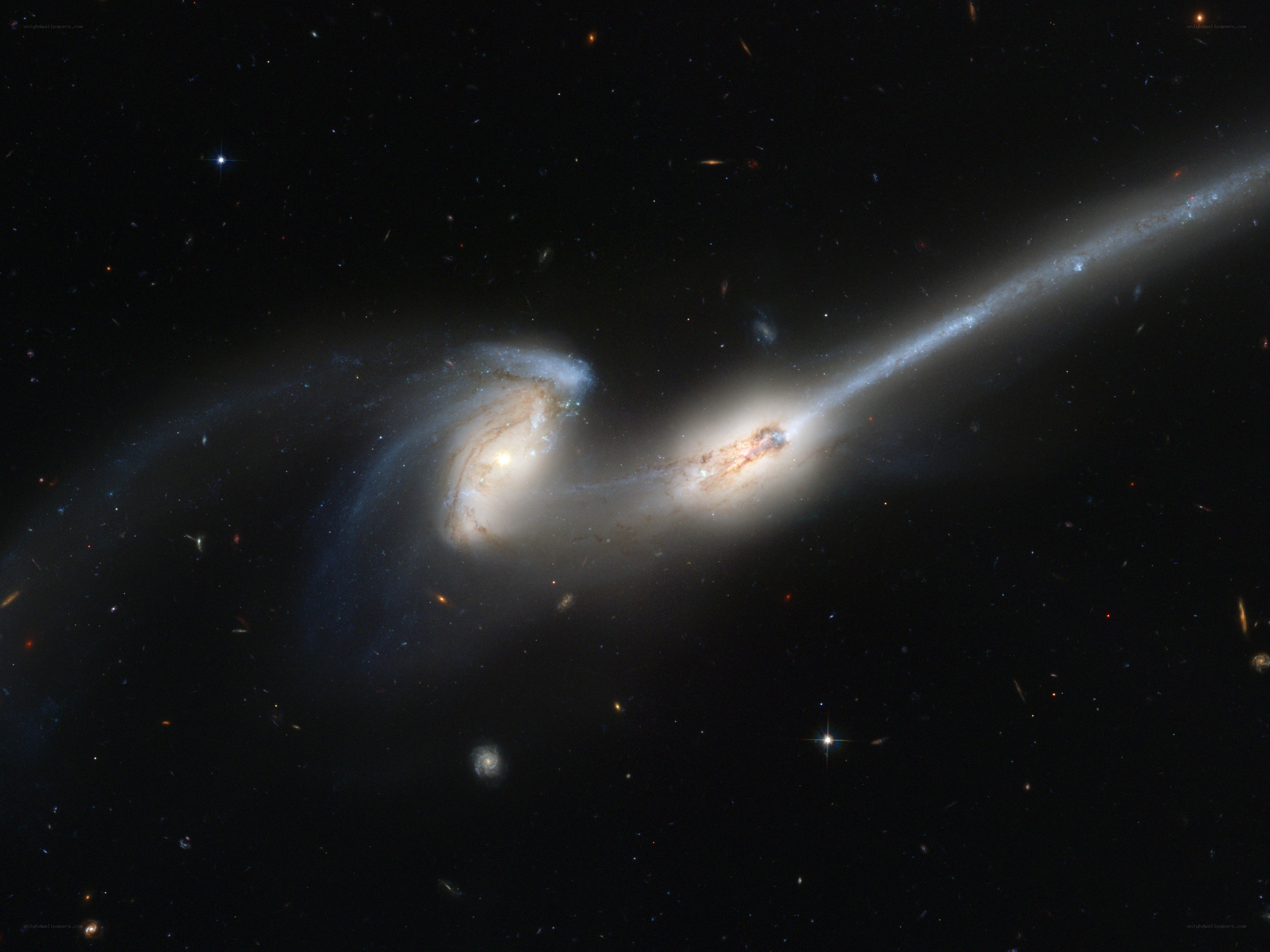 Galaxy collision in deep space