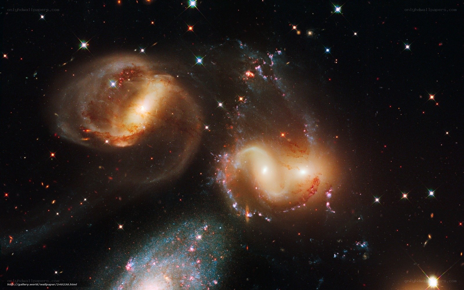 Galaxy collision in deep space