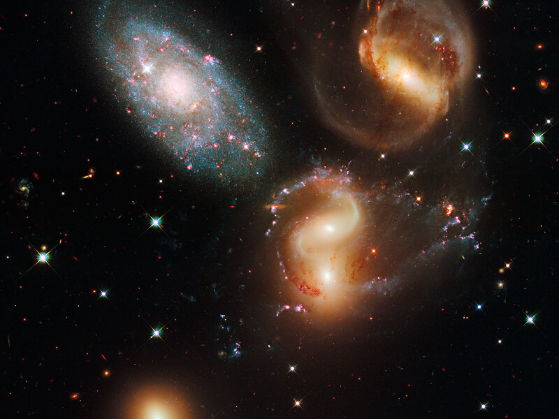 Galaxy collision in deep space