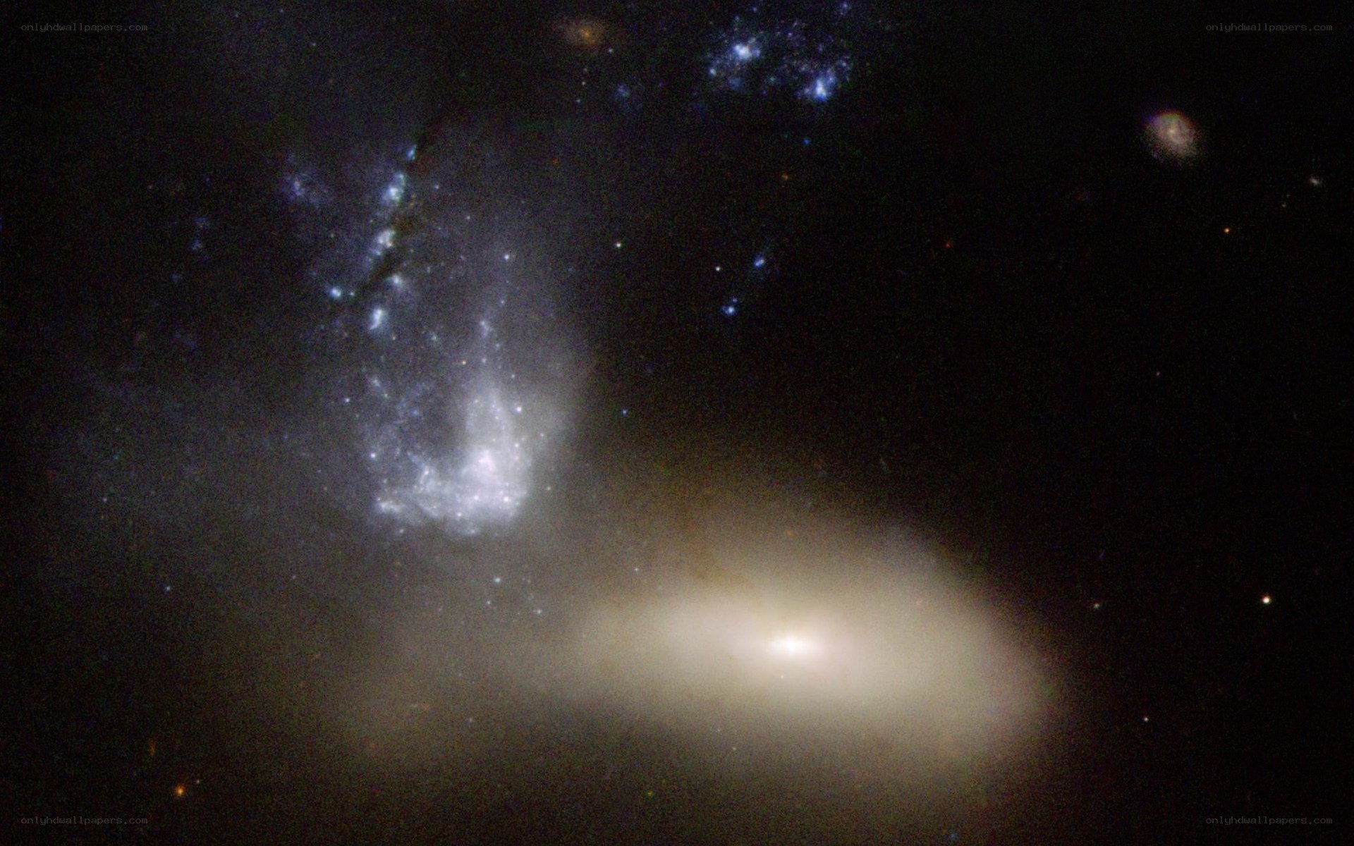 Galaxy collision in deep space
