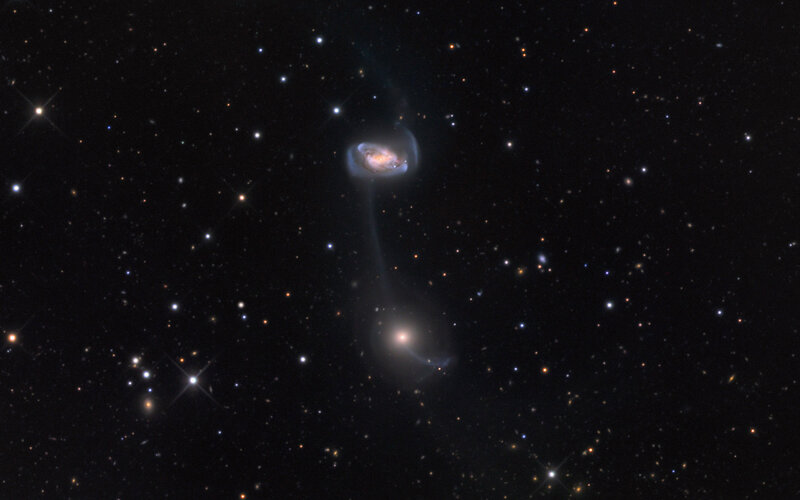 Galaxy collision in deep space