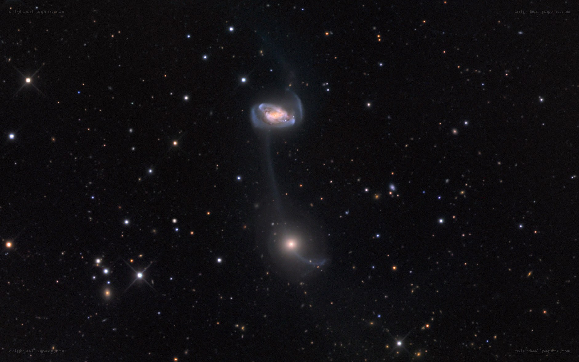 Galaxy collision in deep space
