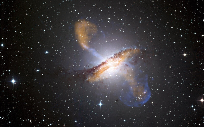 Galaxy collision in deep space