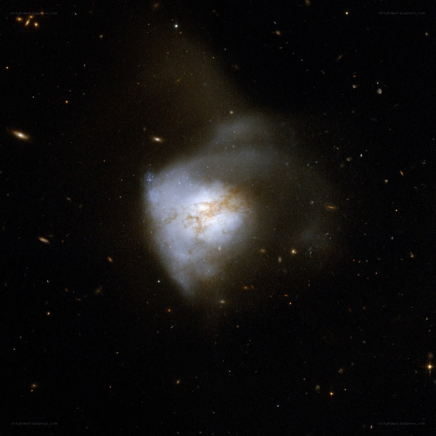 Galaxy collision in deep space