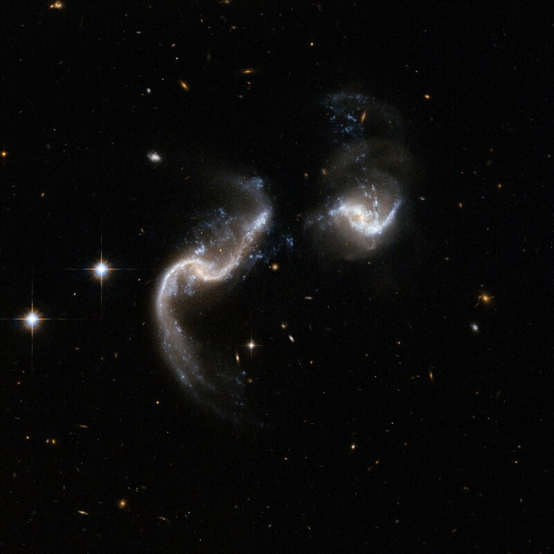 Galaxy collision in deep space