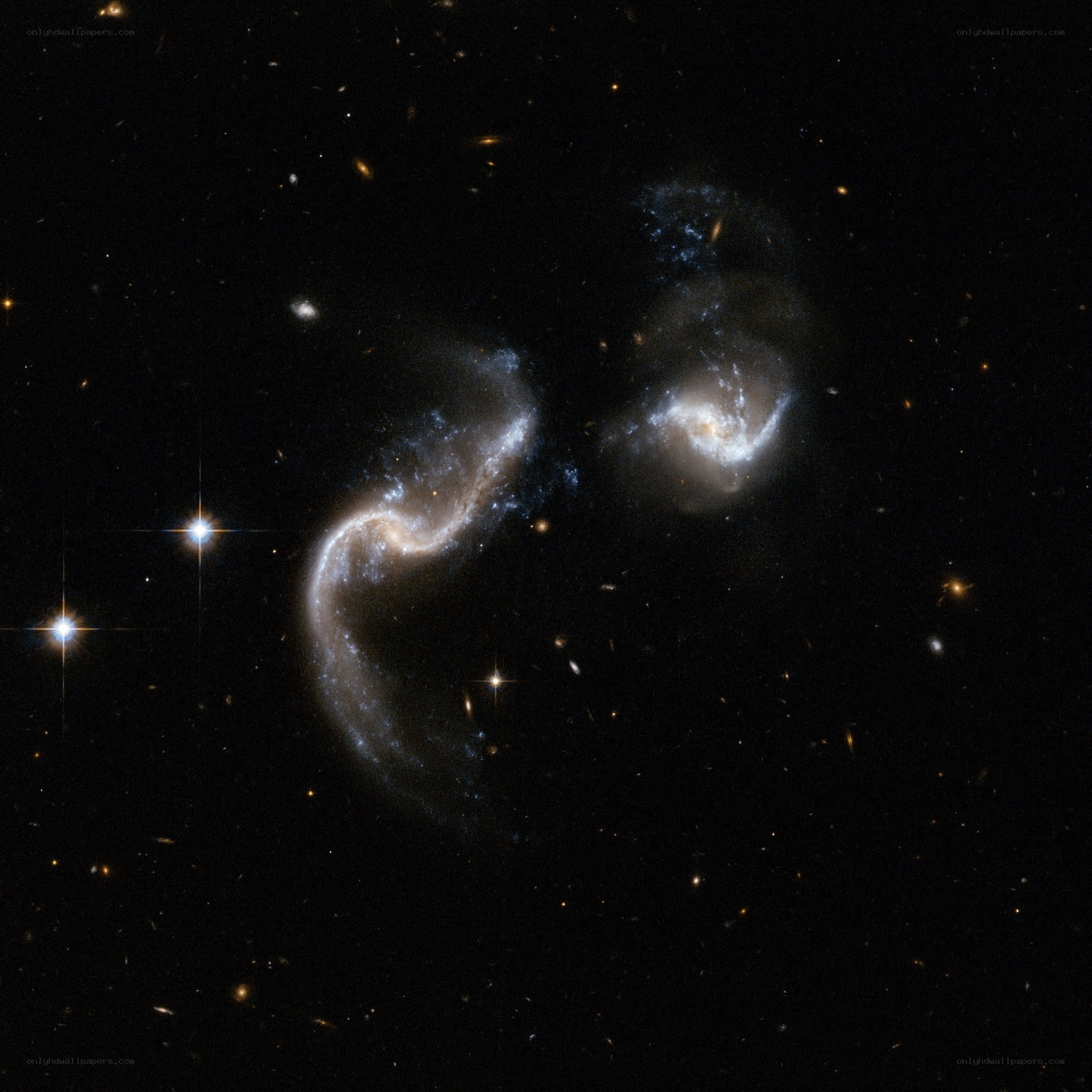 Galaxy collision in deep space