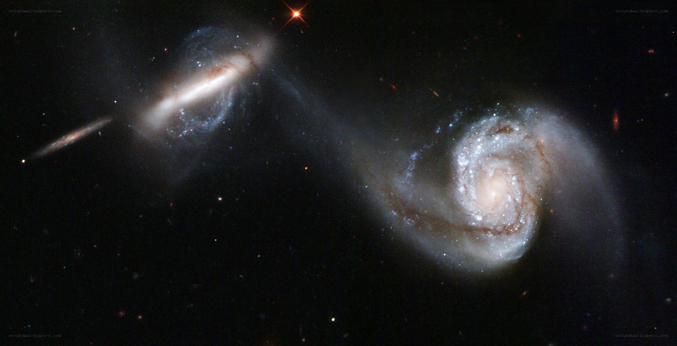 Galaxy collision in deep space