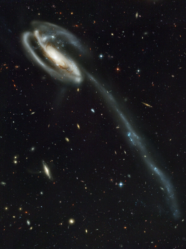 Galaxy collision in deep space