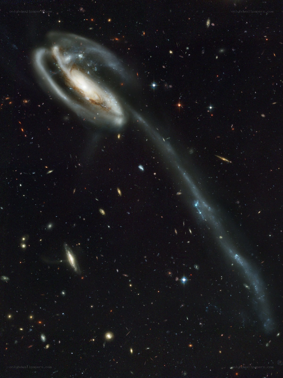 Galaxy collision in deep space
